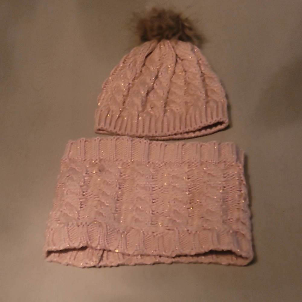 Cozy Pink Knit Hat and Scarf Set for Kids